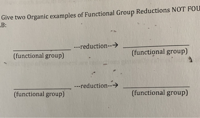 Solved Give two Organic examples of Functional Group | Chegg.com