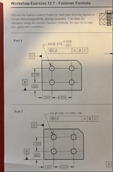 Solved Workshop Exercise 12.1 - ﻿Fastener FormulaFill out | Chegg.com
