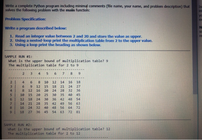 Solved Write a complete Python program induding minimal | Chegg.com