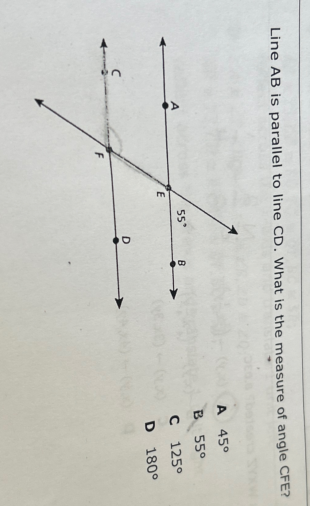 Solved Line AB ﻿is parallel to line CD. ﻿What is the measure