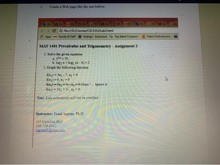Solved create a web page using html to print out whats in | Chegg.com