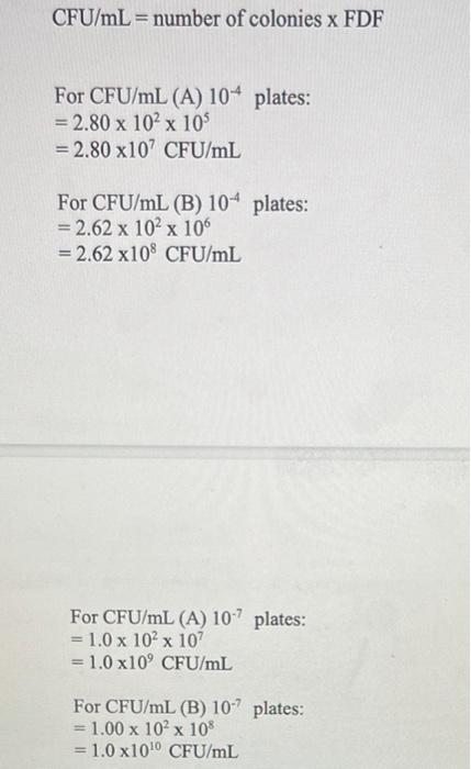 Solved 3.1: The total number of CFU in the original sample | Chegg.com