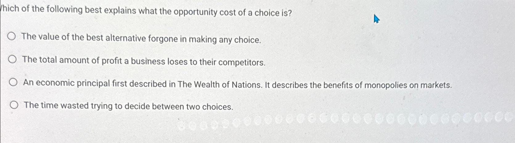 Solved which of the following best explains what the | Chegg.com