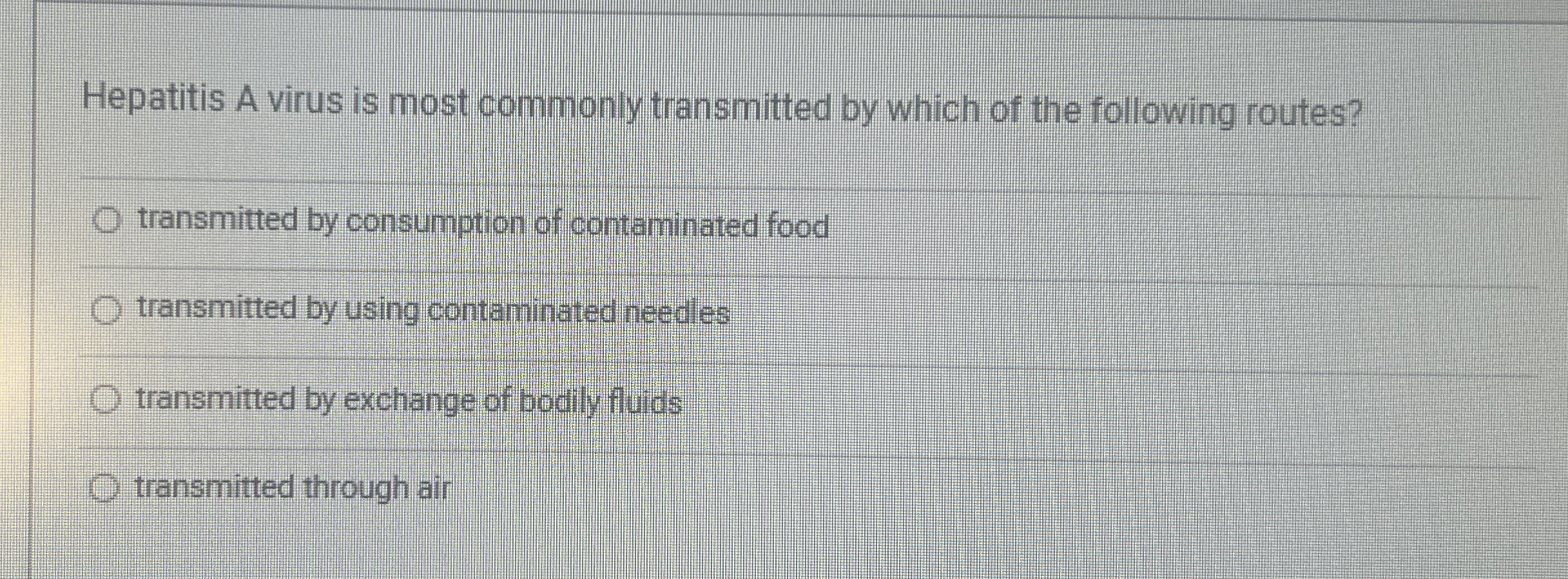 Solved Hepatitis A virus is most commonly transmitted by | Chegg.com