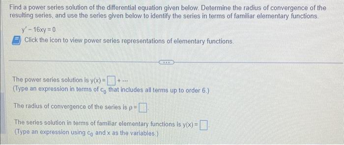 Solved Find A Power Series Solution Of The Differential 3474