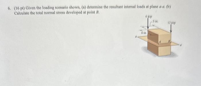 Solved 6. (16 pt) Given the loading scenario shown, (a) | Chegg.com