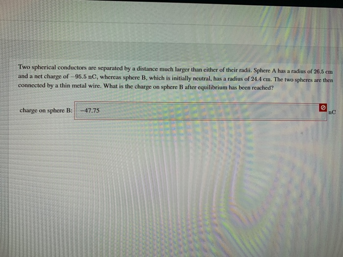 Solved Two Spherical Conductors Are Separated By A Distance | Chegg.com