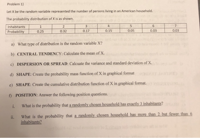 Solved Problem 1) Let X be the random variable represented | Chegg.com