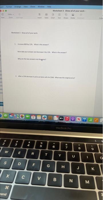 Solved Worksheet 3 Show all of your work. 1. Increase 800 by | Chegg.com