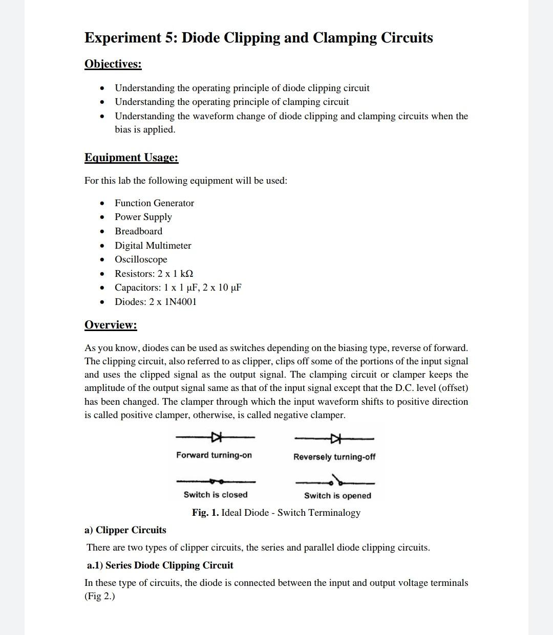 Solved Experiment 5 Diode Clipping and Clamping Circuits