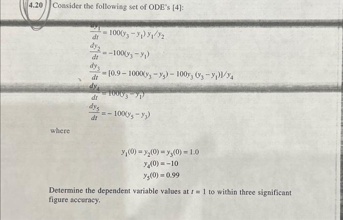 Solved Consider the following set of ODE's [4]: | Chegg.com