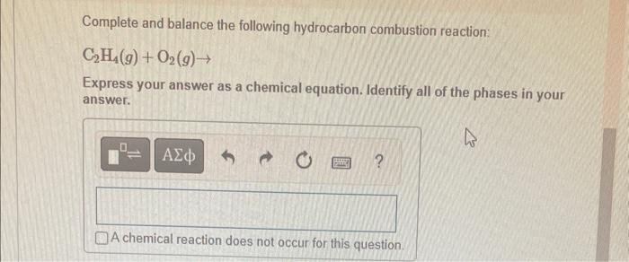 Solved Complete and balance the following hydrocarbon Chegg