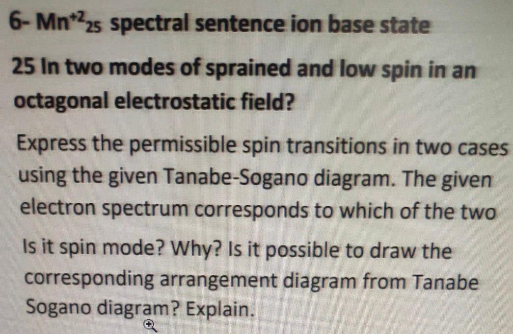 Solved 6 Mn*225 spectral sentence ion base state 25 In two