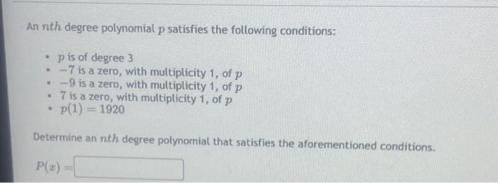 Solved An Nth Degree Polynomial P Satisfies The Following 