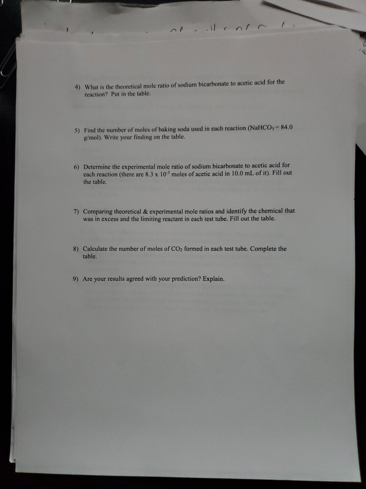 Limiting Reagent Lab The reaction between vinegar