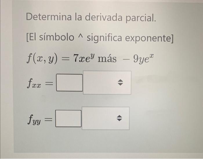 Resuelto Determina la derivada parcial. [El símbolo ∧ | Chegg.com.mx