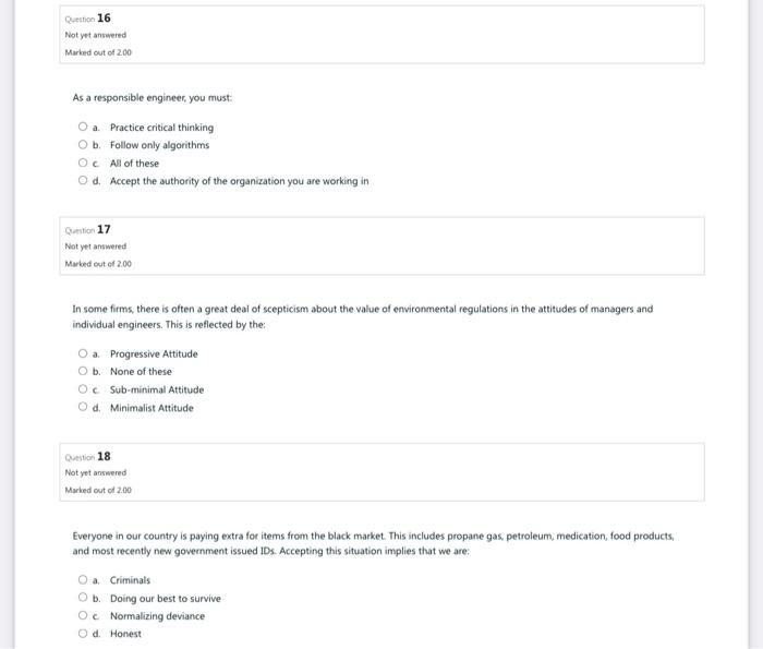 Solved Question 16 Not yet answered Marked out of 200 As a | Chegg.com