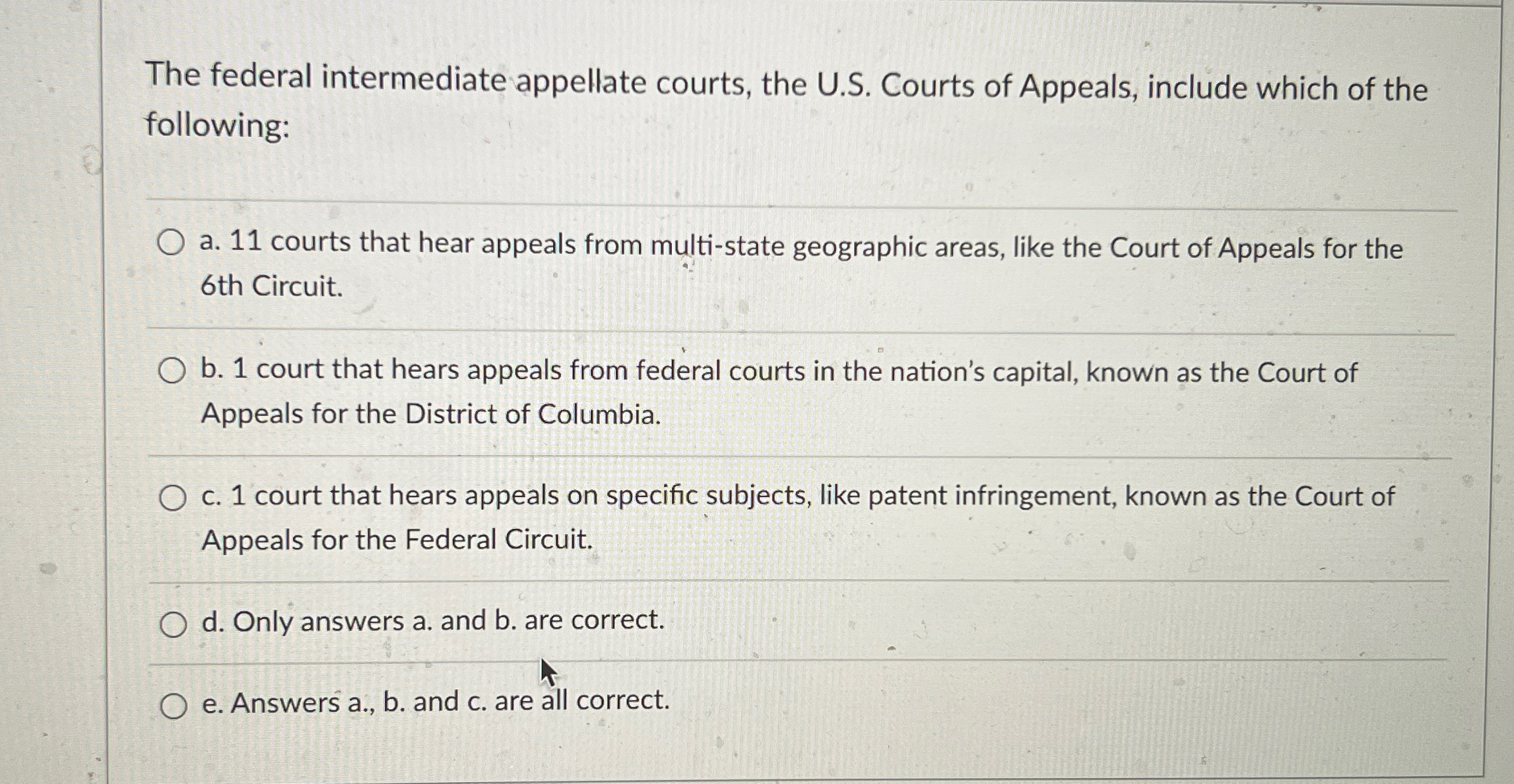 Solved The federal intermediate appellate courts, the U.S. | Chegg.com