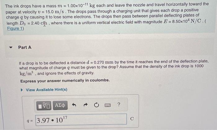 Solved In an inkjet printer, letters and images are created | Chegg.com