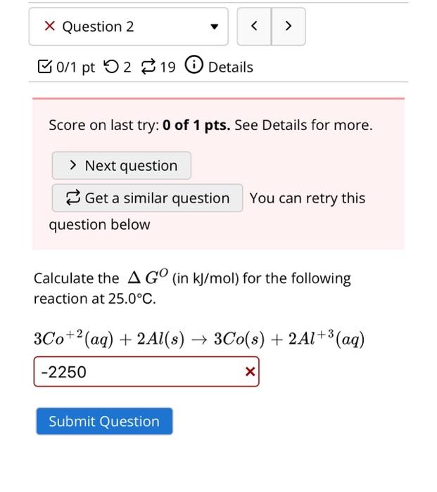 Solved 0/1 pt り2 ⇄19 (i) Details Score on last try: 0 of 1 | Chegg.com