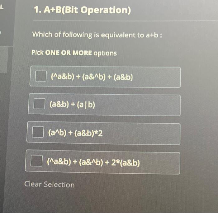 Solved (∧a&b)+(a&∧b)+(a&b) | Chegg.com