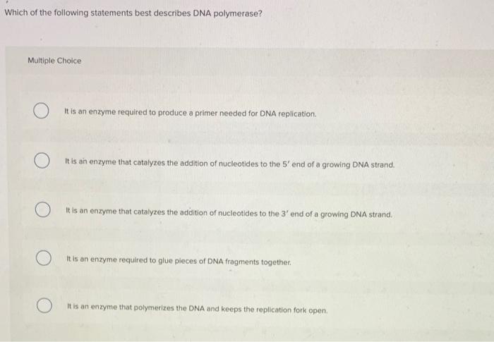 Solved Which of the following statements best describes DNA | Chegg.com