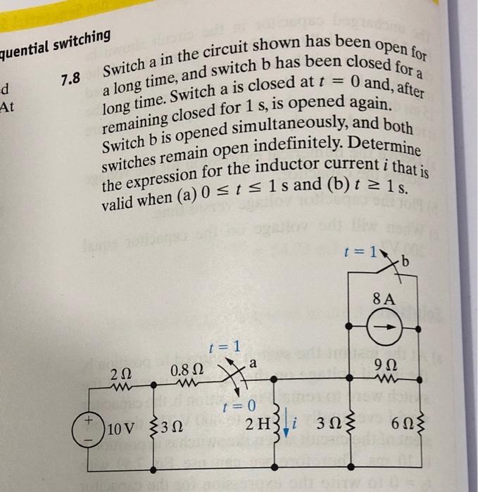 Solved quential switching 7.8 d At a long time, and switch b