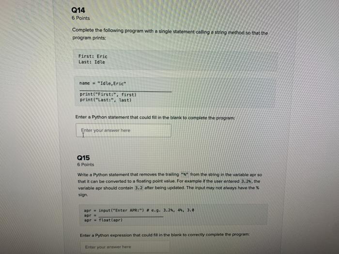 Solved Q14 6 Points Complete the following program with a | Chegg.com