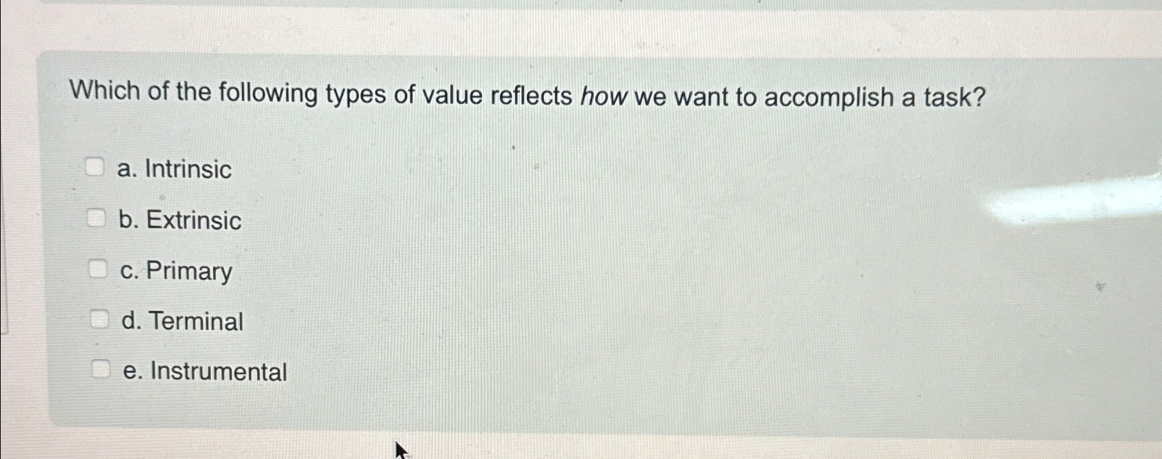 Solved Which Of The Following Types Of Value Reflects How We | Chegg.com