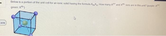 Solved Below is a portion of the unit cell for an ionic | Chegg.com