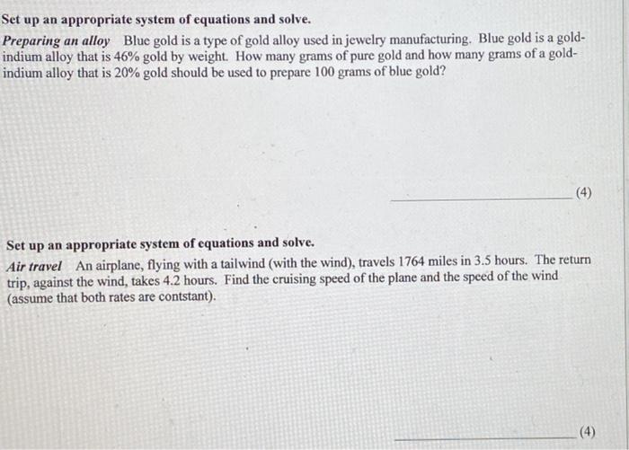 Solved Set up an appropriate system of equations and solve. | Chegg.com