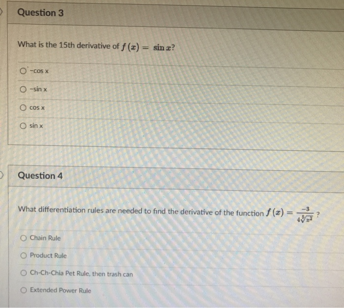 Solved Question 1 What Differentiation Rule Is Needed To Chegg Com