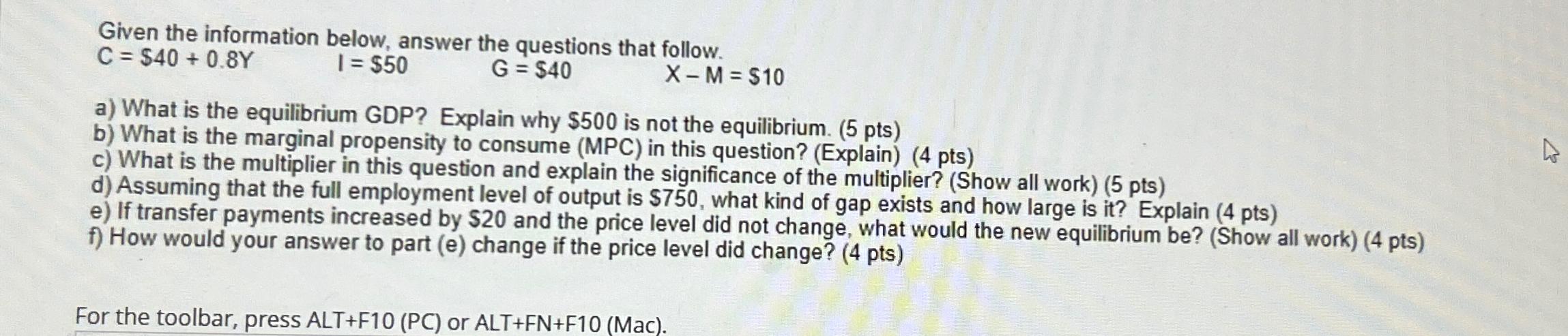Solved Given the information below, answer the questions | Chegg.com