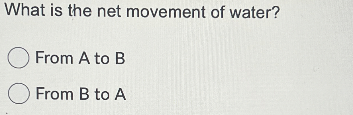 Solved What is the net movement of water?From A to BFrom B | Chegg.com