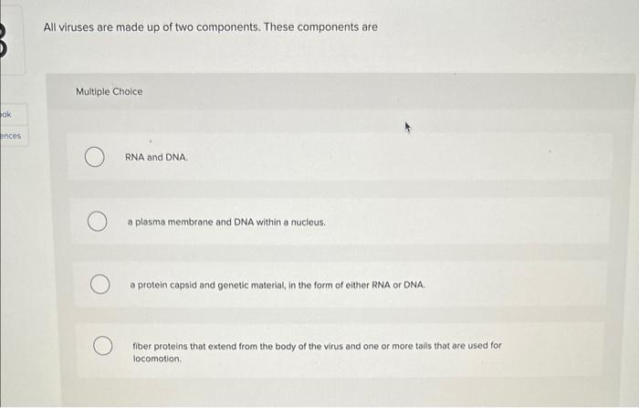 Solved All viruses are made up of two components. These | Chegg.com