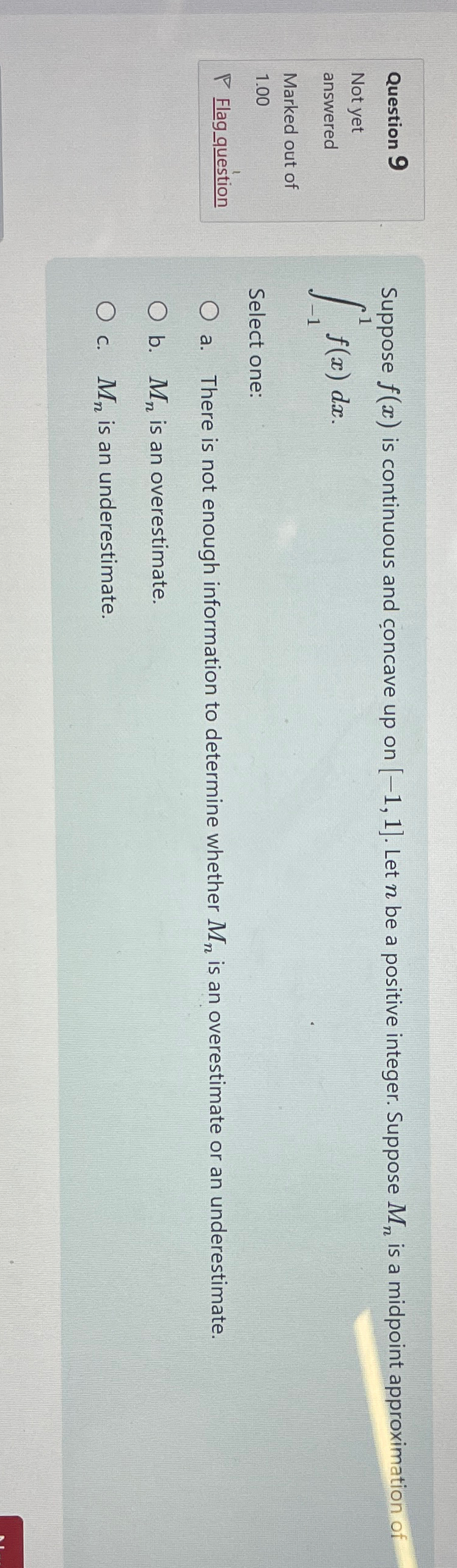 Solved Question 9Not yet answeredMarked out of | Chegg.com