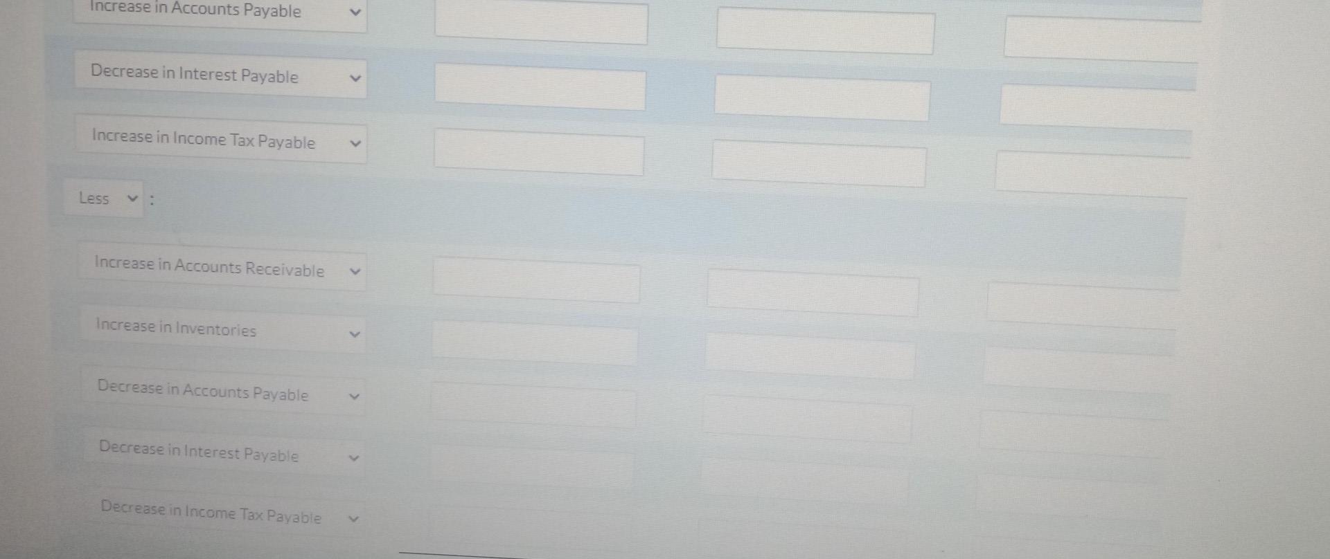 Increase in Accounts Payable Decrease in Interest | Chegg.com