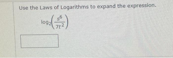 Solved Use the Laws of Logarithms to expand the expression. | Chegg.com