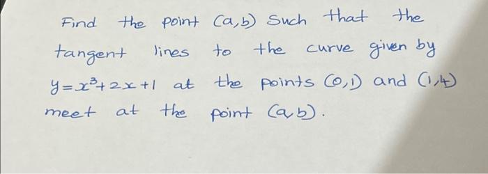 Solved Find The Point (a, B) Such That Lines To The Tangent | Chegg.com