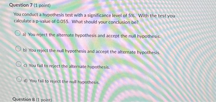 hypothesis test 5 level of significance