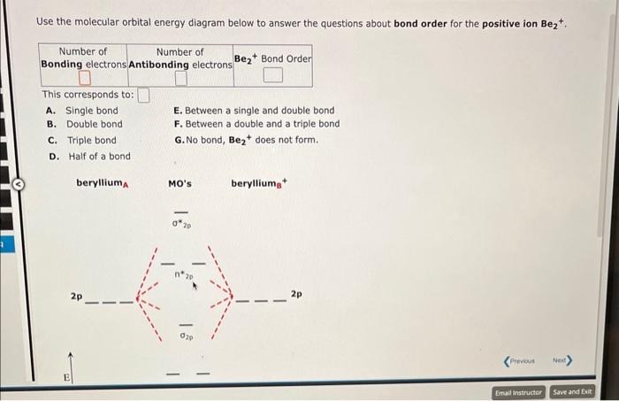Solved Use the molecular orbital energy diagram below to | Chegg.com
