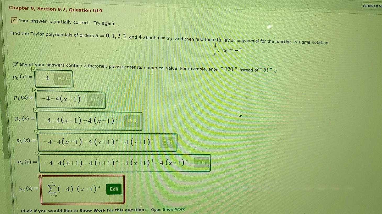 Solved PRINTER VI Chapter 9, Section 9.7, Question 019 Your | Chegg.com