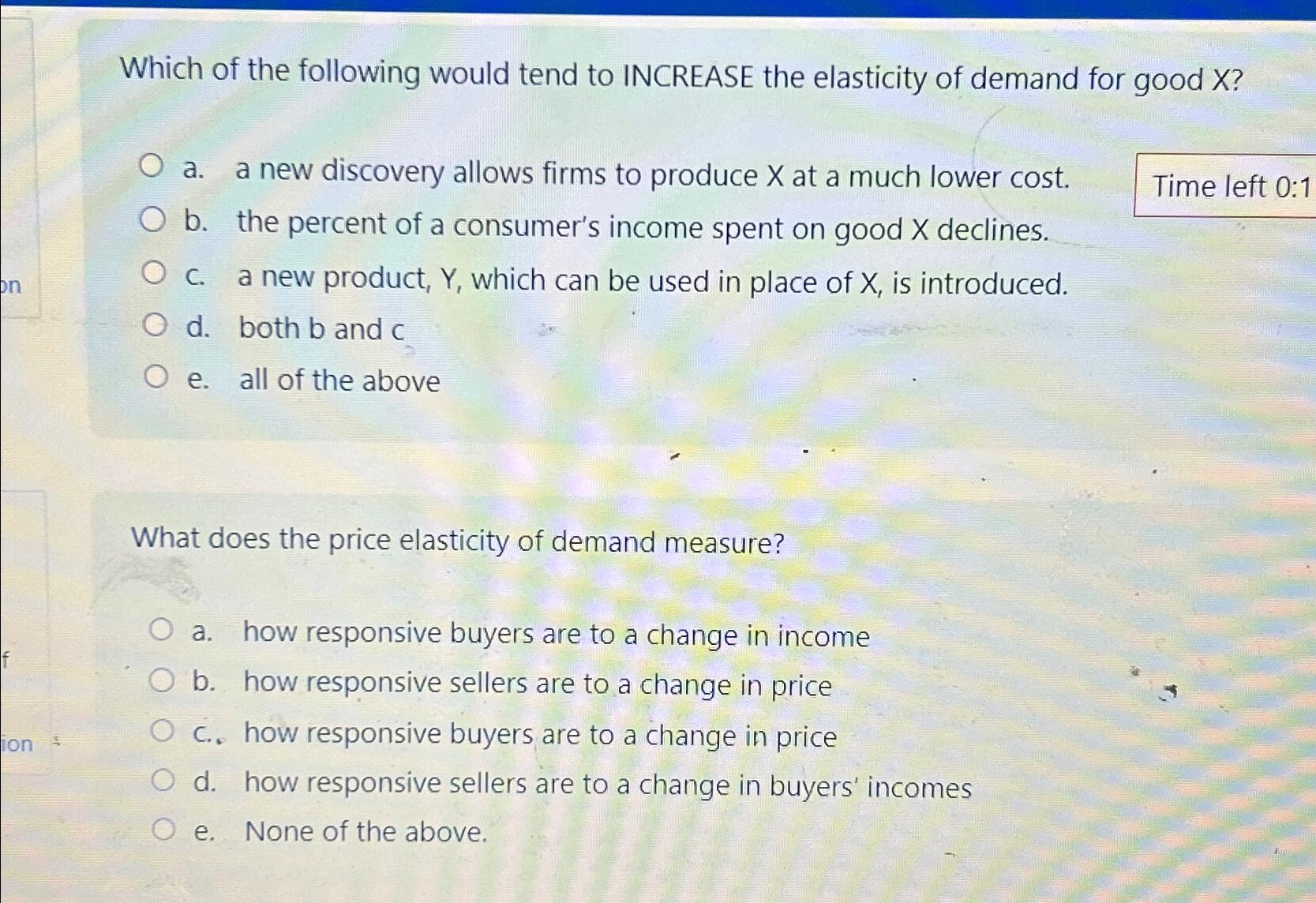 Solved Which of the following would tend to INCREASE the | Chegg.com