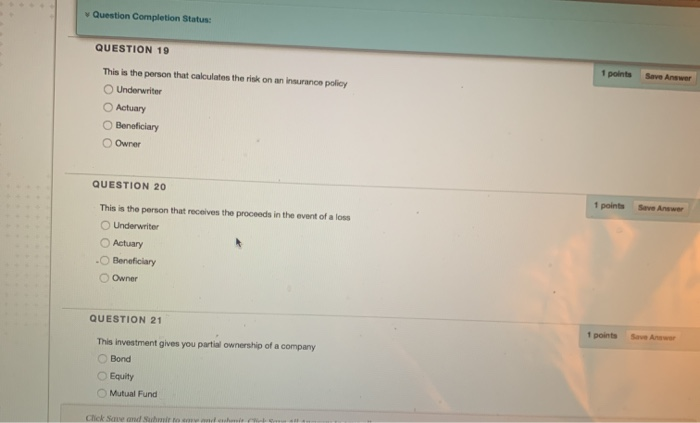 Solved Question Completion Status: 1 points Save Answer | Chegg.com