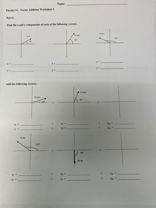 Physics 12 Vectors Worksheet Answers