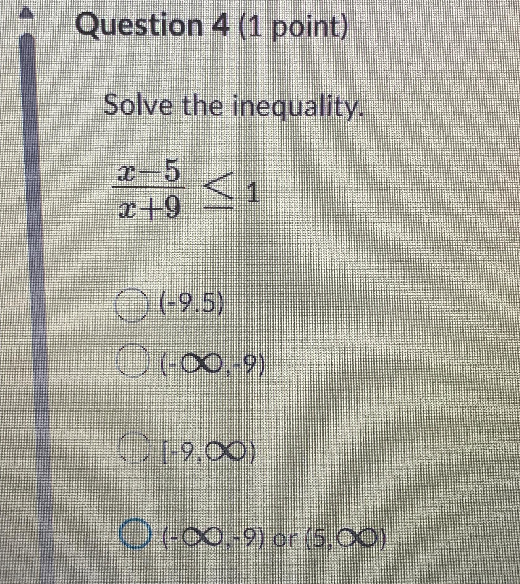 Solved Question 4 (1 ﻿point)Solve the | Chegg.com