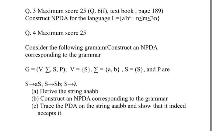 Solved Q 3 Maximum Score 25 Q 6 F Text Book Page 1 Chegg Com