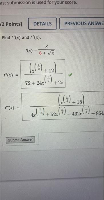 Solved ast submission is used for your score. /2 Points] | Chegg.com