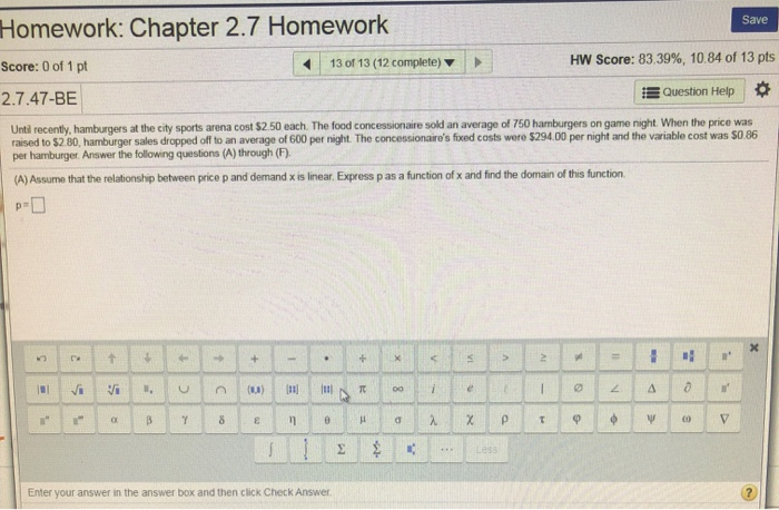 Solved Save Homework: Chapter 2.7 Homework Score: 0 of 1 pt | Chegg.com