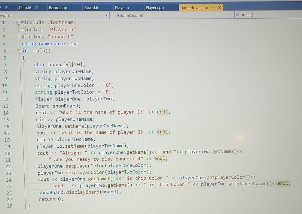 for this connect 4 program I need a class named | Chegg.com